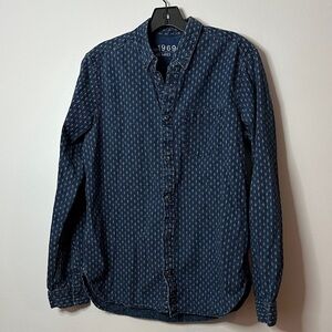 Gap 1969 100% Cotton patterned denim casual button down shirt size M